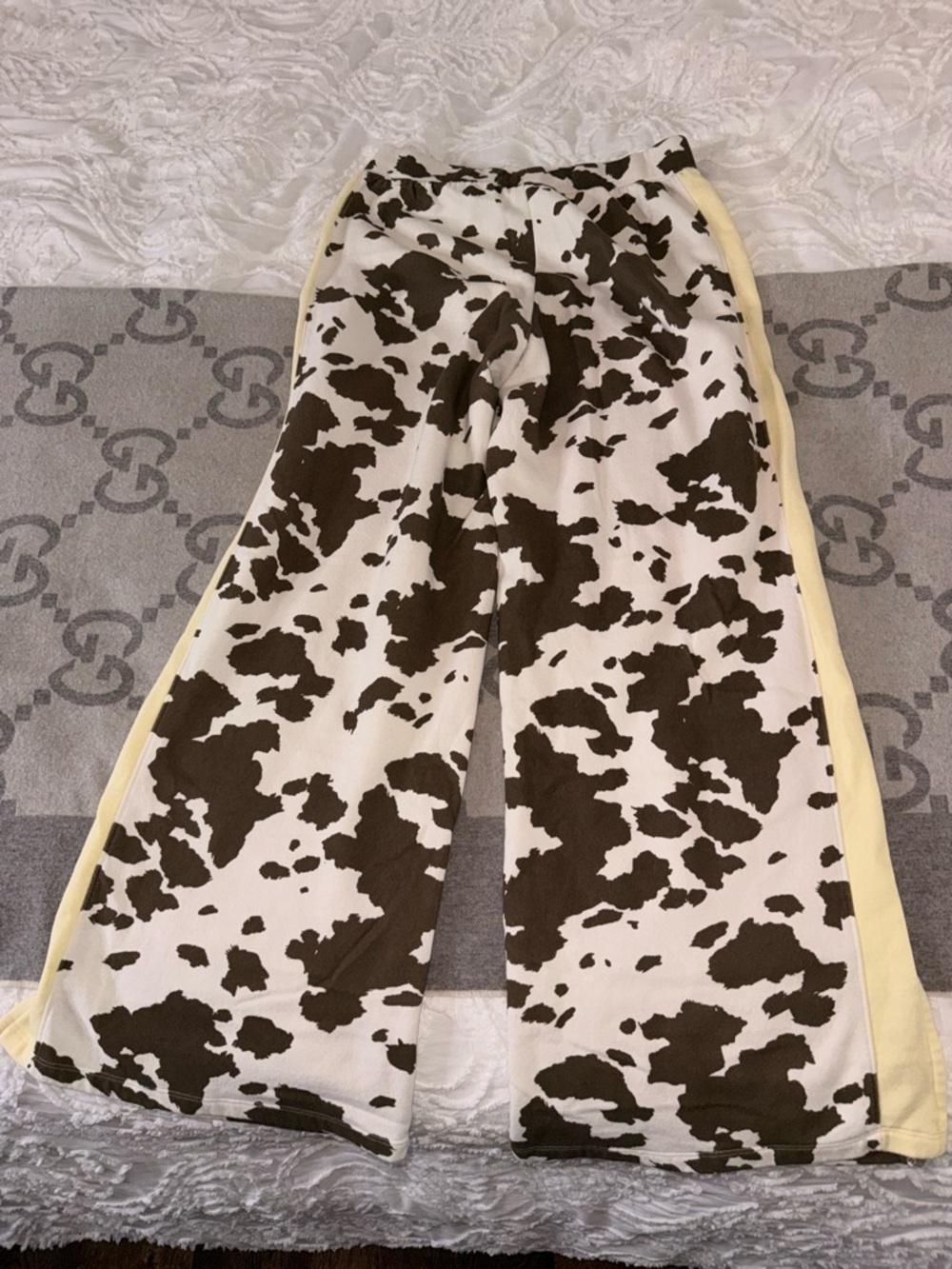 Grayson Threads Wide Leg Cowprint Jogging Pants in Brown & White - Picture 10 of 11